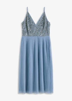 Robe midi à jupe plissée et sequins brodés