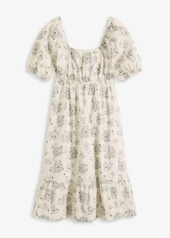 Robe midi à manches bouffantes