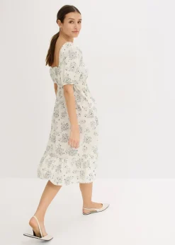 Robe midi à manches bouffantes