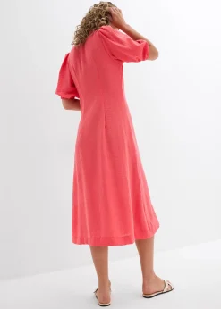 Robe midi à manches bouffantes