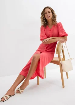 Robe midi à manches bouffantes