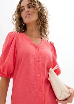 Robe midi à manches bouffantes