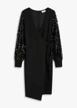 Robe midi à sequins brodés sur les manches