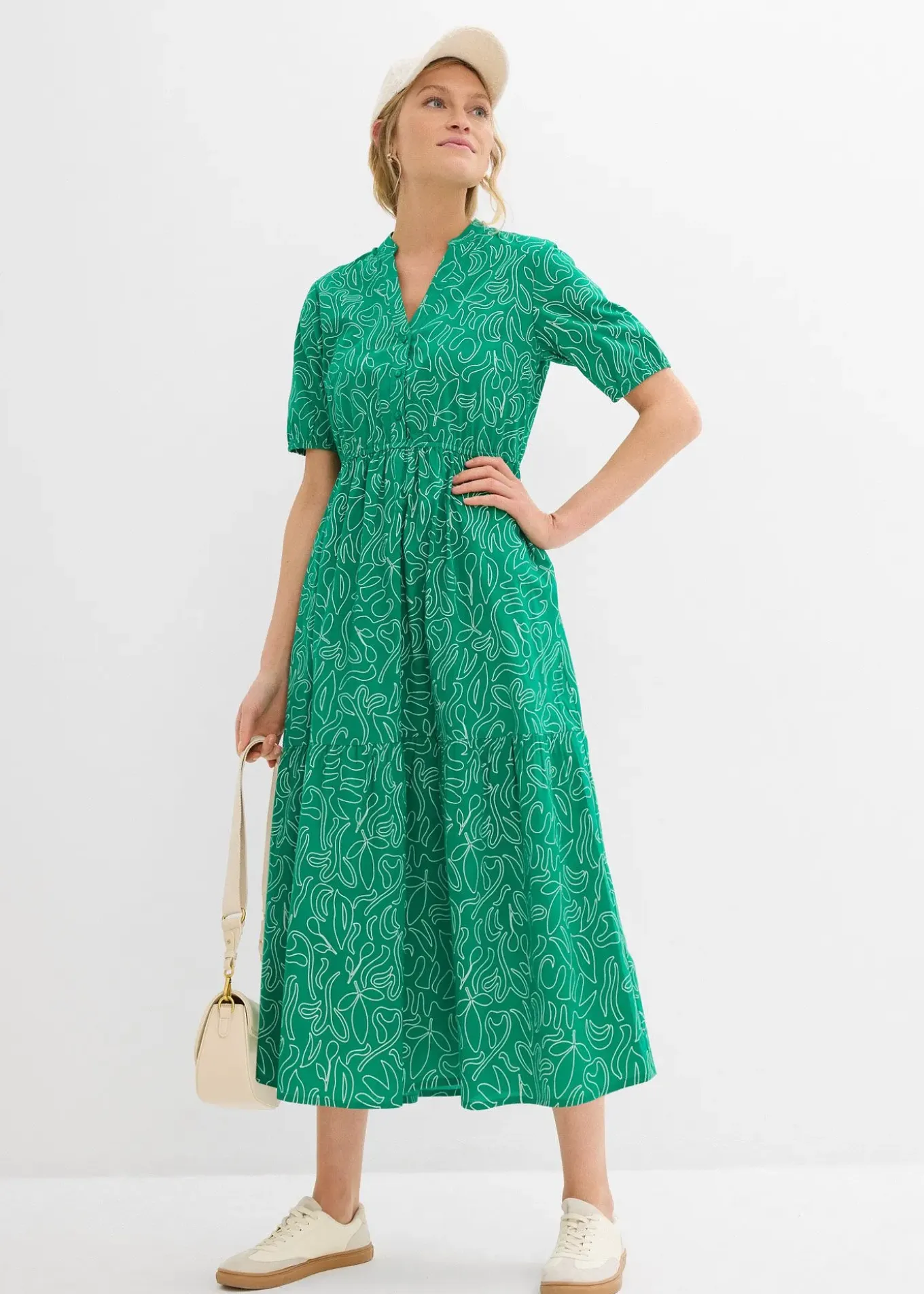 Robe midi ample, 100% coton