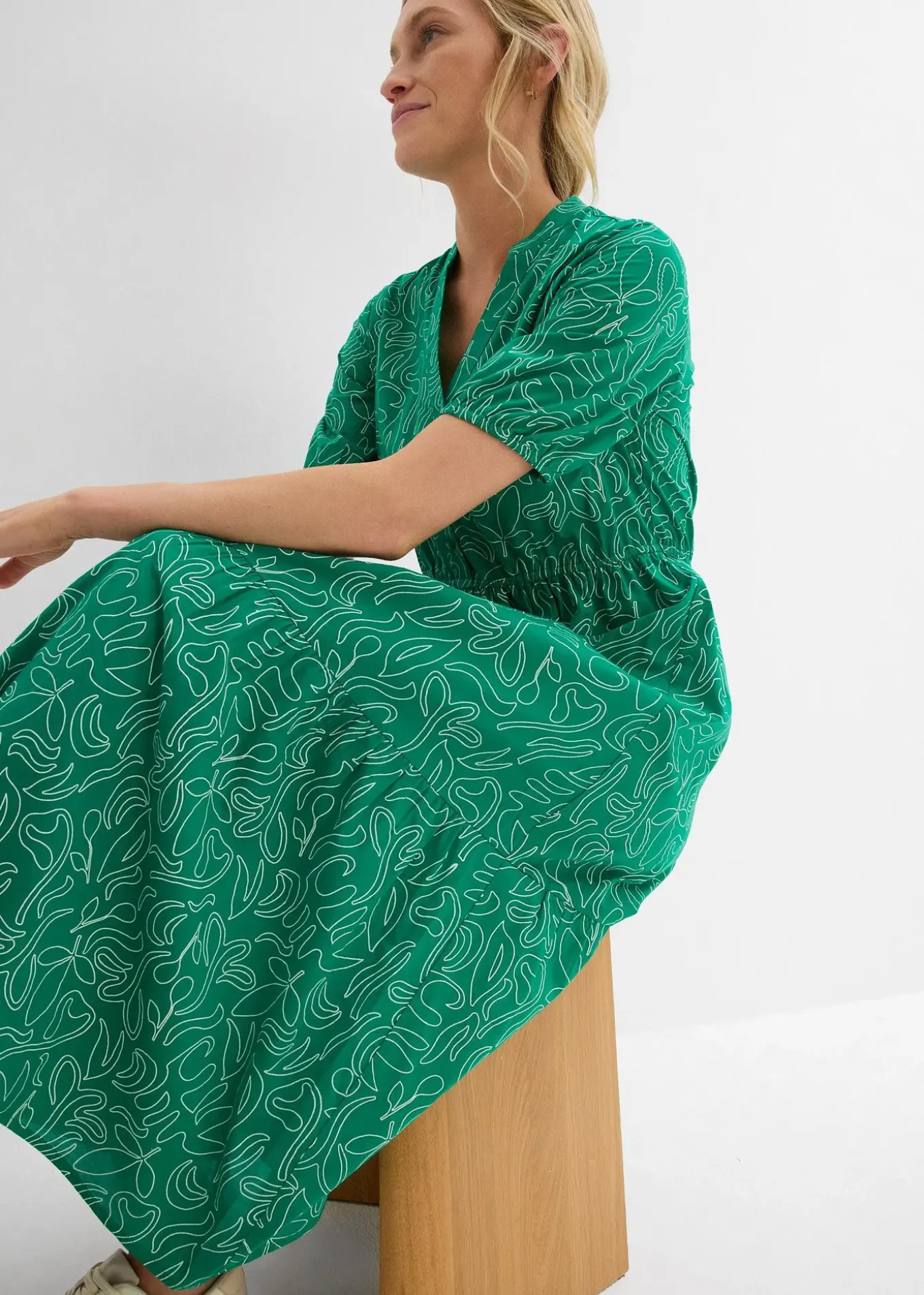 Robe midi ample, 100% coton