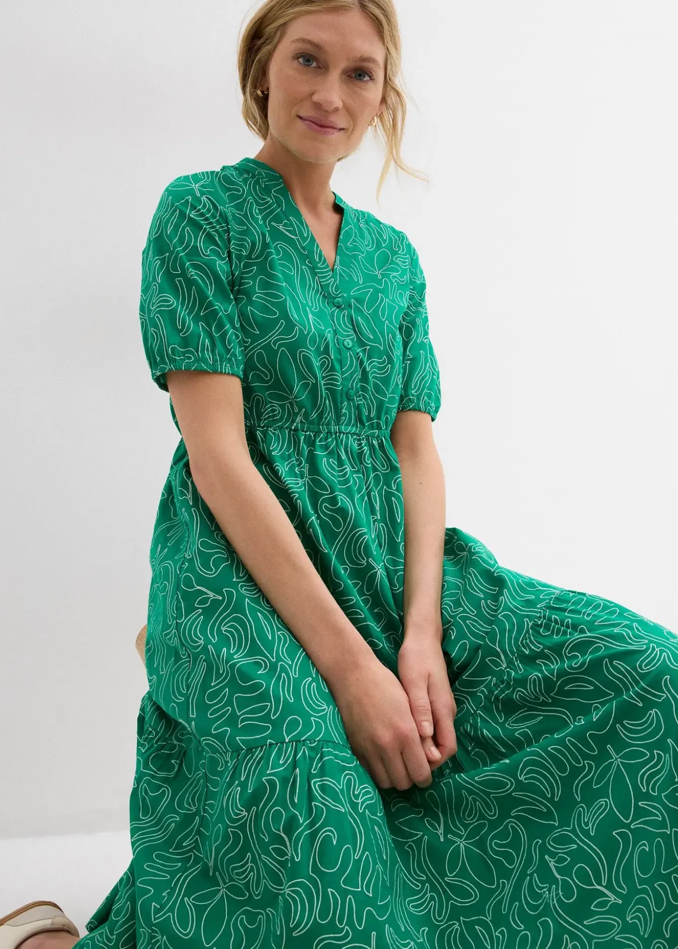 Robe midi ample, 100% coton