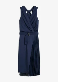 Robe midi aspect portefeuille à empiècement plissé