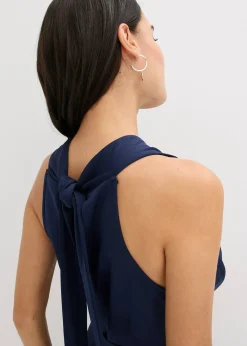 Robe midi aspect portefeuille à empiècement plissé