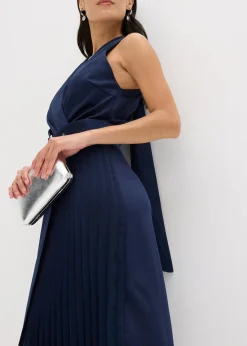 Robe midi aspect portefeuille à empiècement plissé