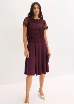 Robe midi avec empiècement dentelle