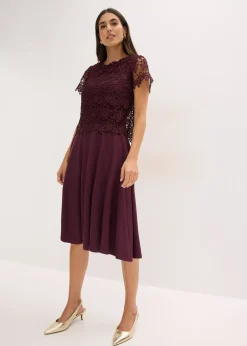 Robe midi avec empiècement dentelle