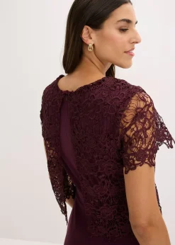 Robe midi avec empiècement dentelle