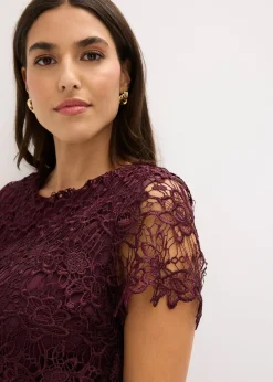 Robe midi avec empiècement dentelle
