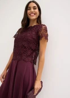 Robe midi avec empiècement dentelle
