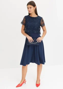 Robe midi avec empiècement dentelle