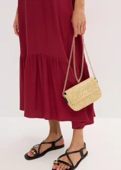 Robe midi avec volants en crêpe texturé