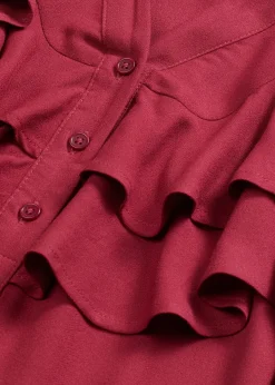 Robe midi avec volants en crêpe texturé