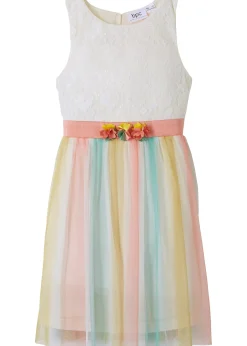 Robe midi en dentelle et tulle