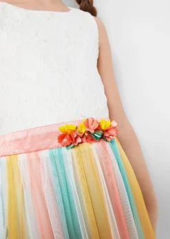 Robe midi en dentelle et tulle