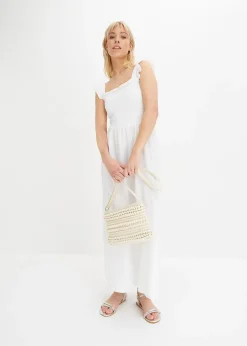 Robe midi en jersey avec détail smocké