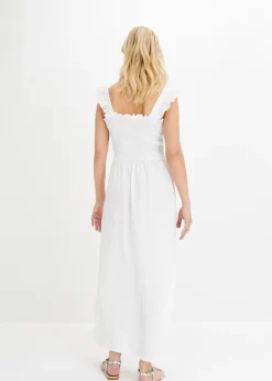 Robe midi en jersey avec détail smocké