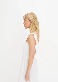 Robe midi en jersey avec détail smocké