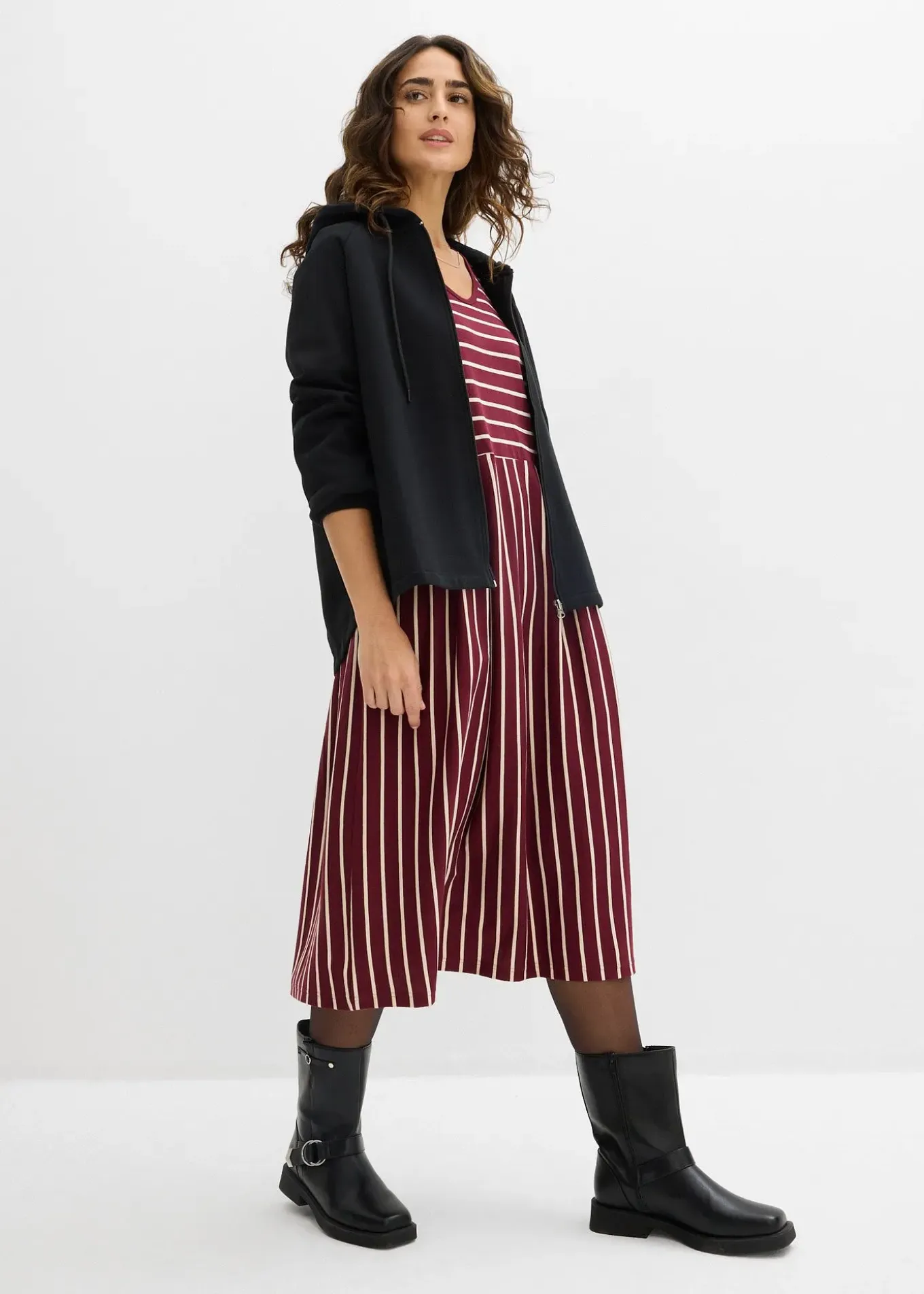 Robe midi en jersey coton