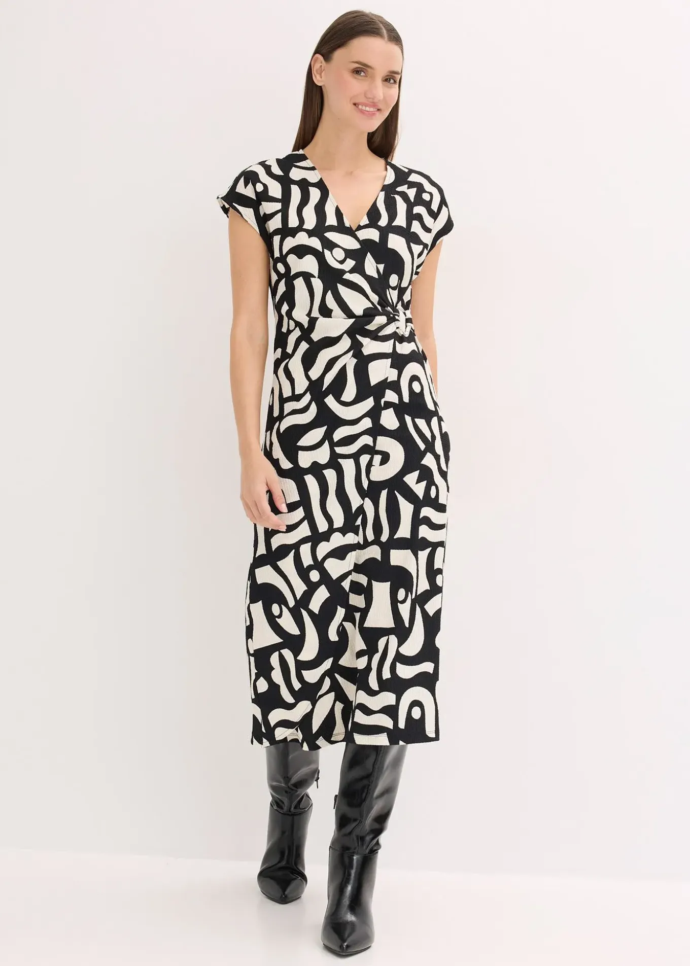 Robe midi en jersey texturé