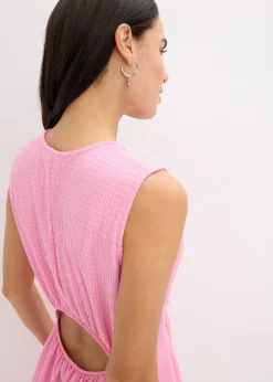 Robe midi en jersey texturé avec découpe dos