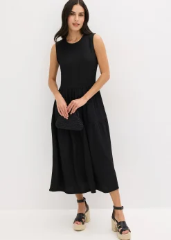 Robe midi en jersey texturé avec découpe dos