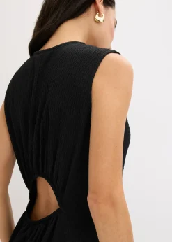 Robe midi en jersey texturé avec découpe dos