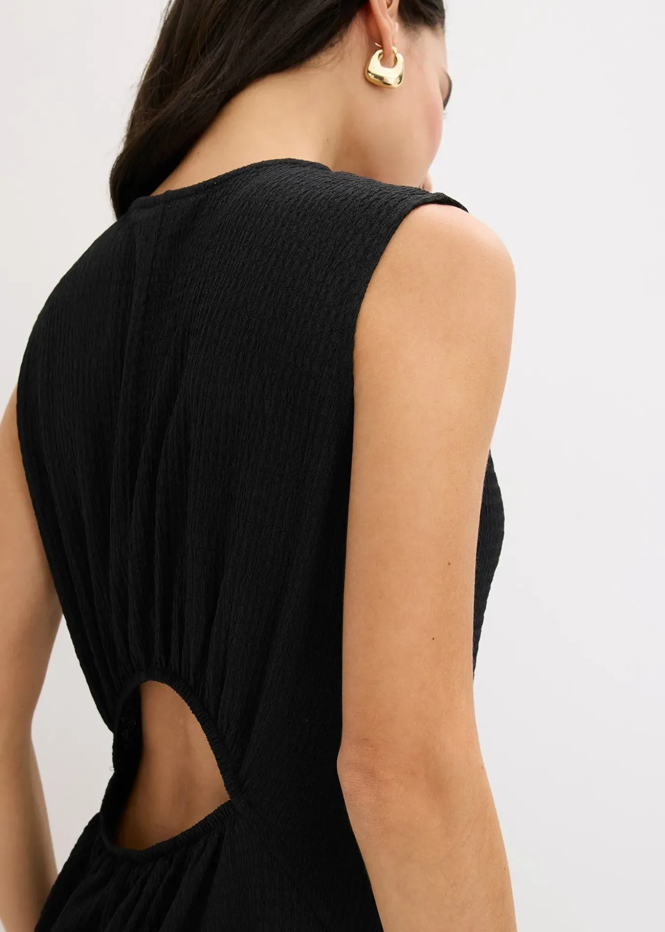 Robe midi en jersey texturé avec découpe dos