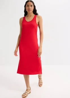 Robe midi en maille douce et côtelée