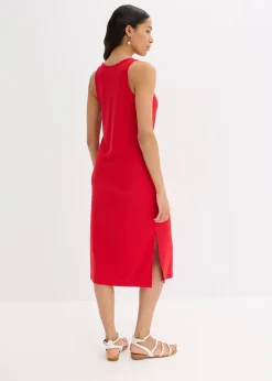 Robe midi en maille douce et côtelée