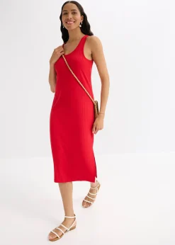 Robe midi en maille douce et côtelée