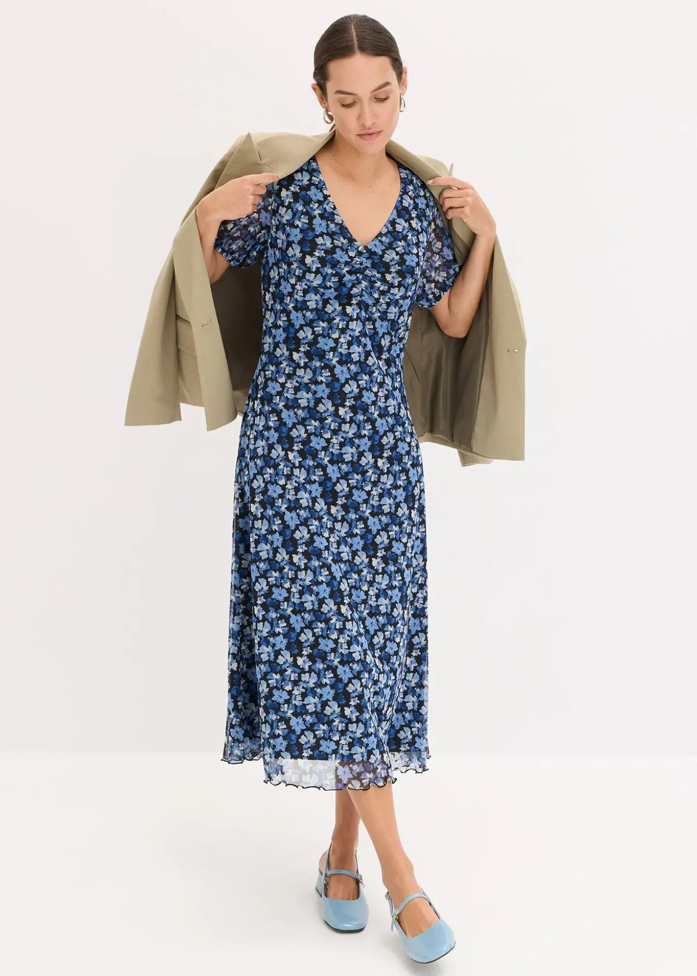 Robe midi en mesh imprimé