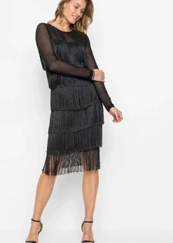 Robe midi en mesh léger à franges