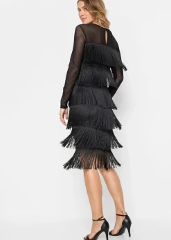 Robe midi en mesh léger à franges