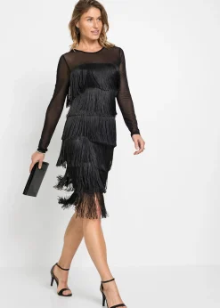 Robe midi en mesh léger à franges