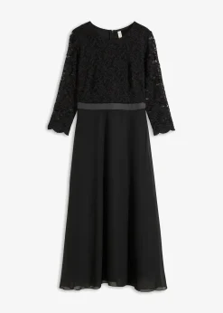 Robe midi en mousseline légère avec haut en dentelle