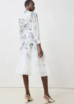 Robe midi en ramie avec ceinture (ens. 2 pces)