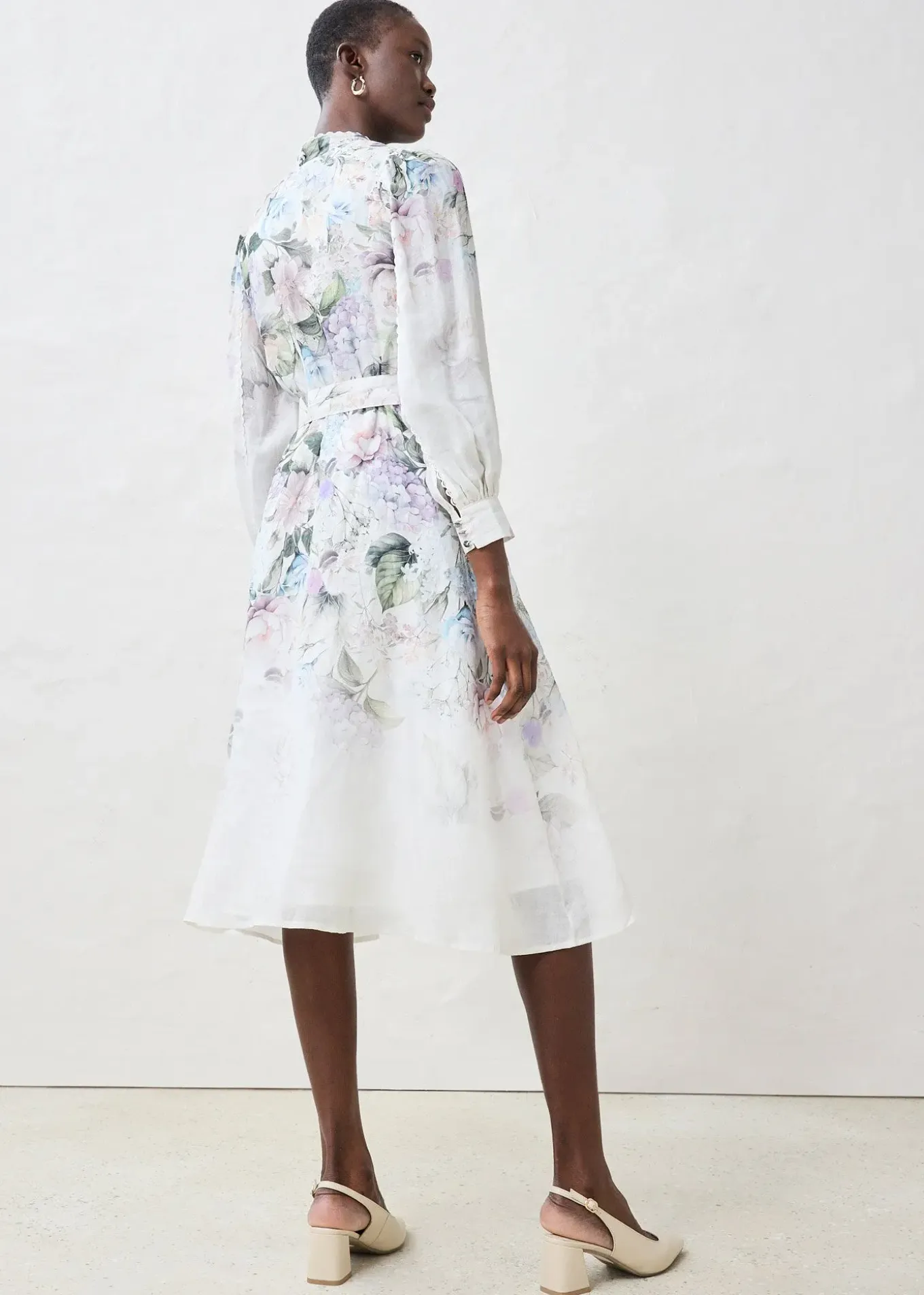 Robe midi en ramie avec ceinture (ens. 2 pces)