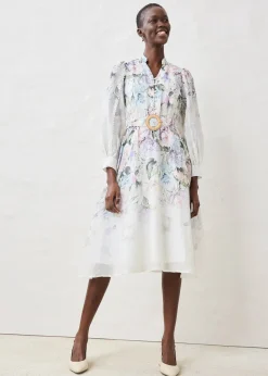 Robe midi en ramie avec ceinture (ens. 2 pces)