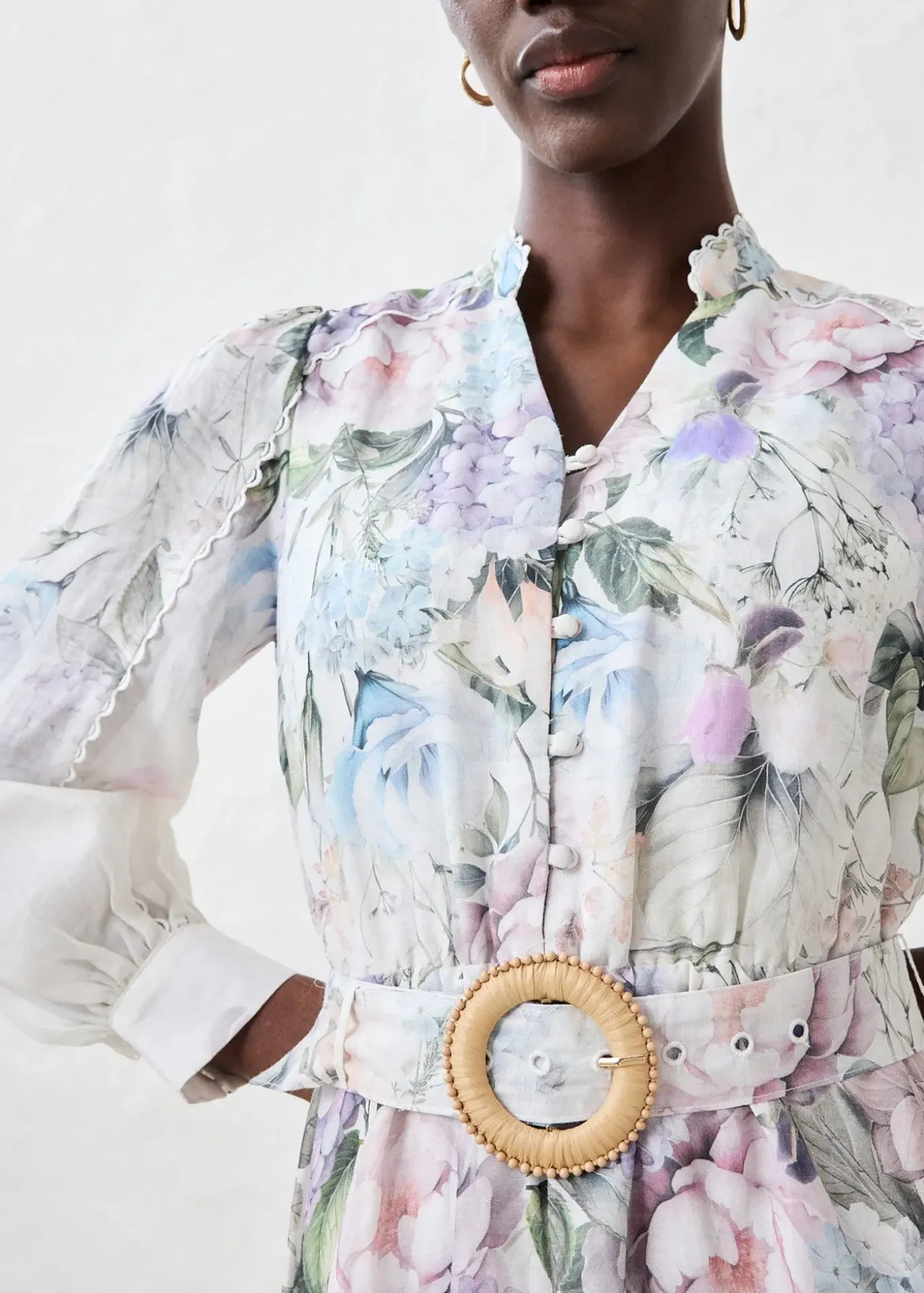 Robe midi en ramie avec ceinture (ens. 2 pces)