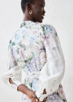 Robe midi en ramie avec ceinture (ens. 2 pces)