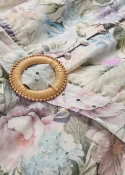 Robe midi en ramie avec ceinture (ens. 2 pces)