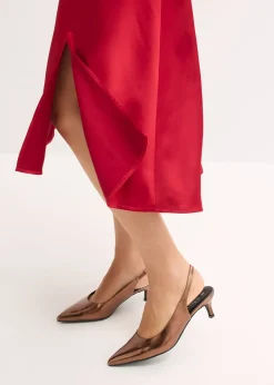 Robe midi en satin brillant