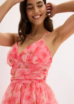 Robe midi en tulle fin à volants