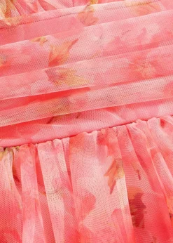 Robe midi en tulle fin à volants