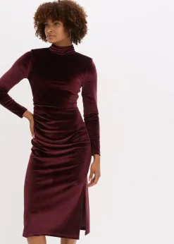 Robe midi en velours doux